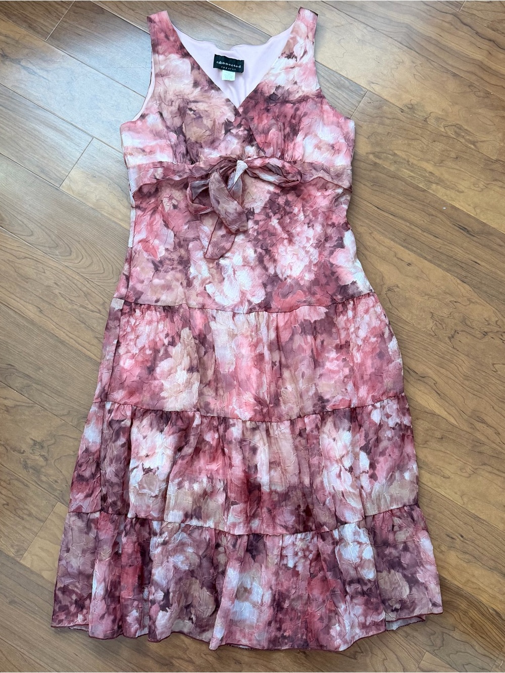 Vintage 90s Y2K Connected‎ Apparel Pink Floral Sleeveless Maxi Dress 16 Chiffon